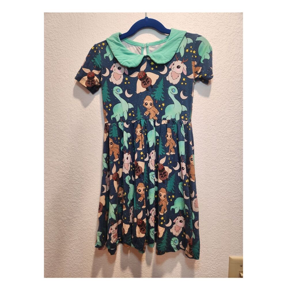 The Twisted Lily Girls 5/6 Fit & Flare Dress Animal Print Short Sleeve Collar